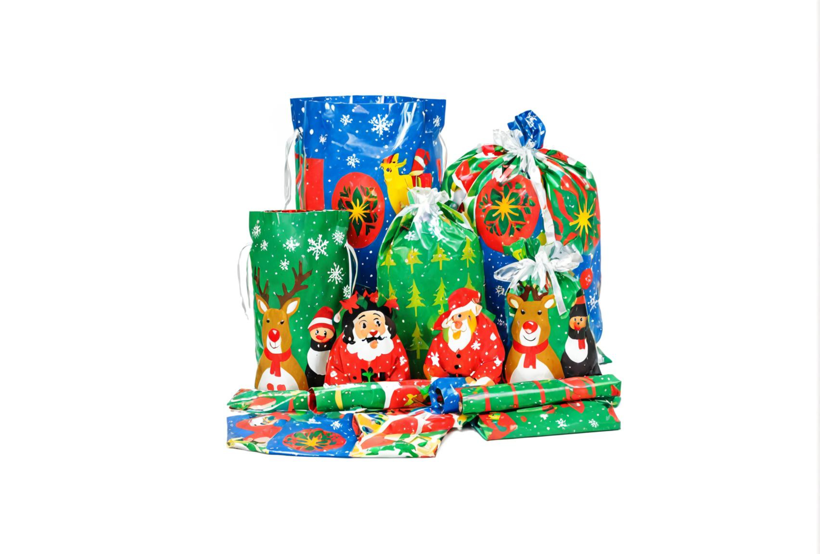 Les sacs cadeaux de Noël sont fabriqués à partir de matériaux LDPE et HDPE et sont disponibles en différentes tailles et couleurs.
